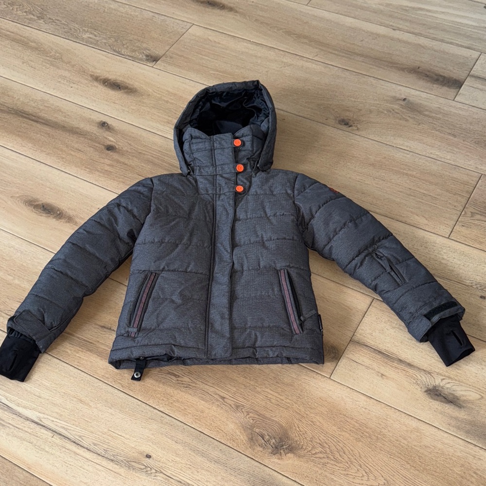 Kids Charcoal Puffer Jacket with Hood